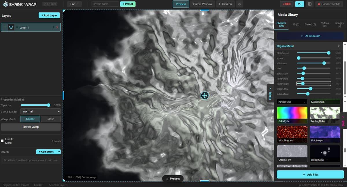 Shrink Wrap - Main Interface